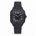 Cartier Santos de Cartier — Full Black DLC, Black Diamond Pavé & Black Steel Bracelet