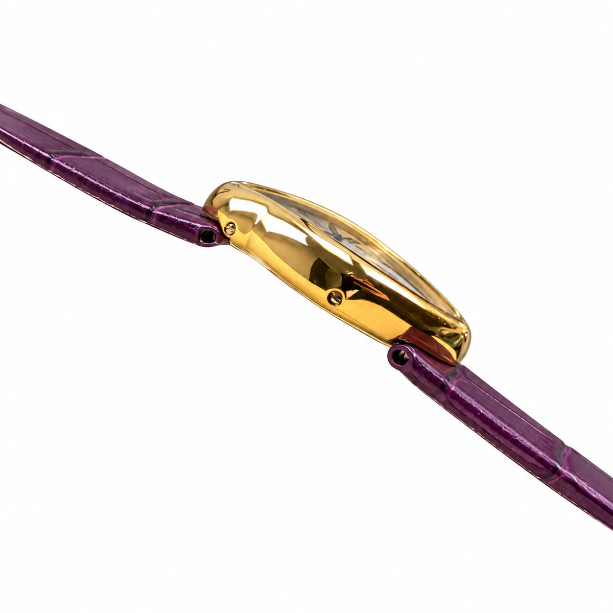 Cartier Crash — 18K Yellow Gold, Silver Dial, Roman Numerals & Purple Alligator Strap, Women