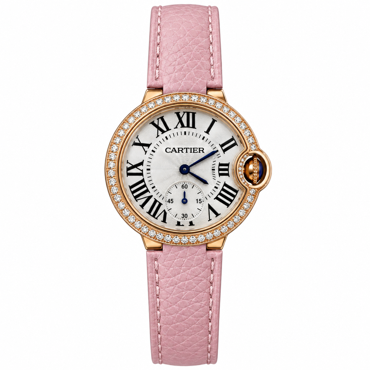 Cartier Ballon Bleu de Cartier — 18K Rose Gold, MOP Dial & Pink Leather Strap