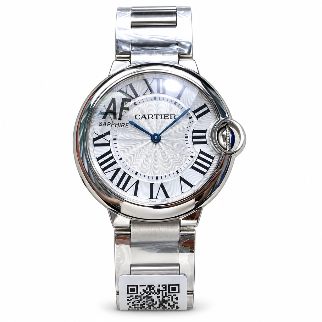 Cartier Ballon Bleu 33mm — Stainless Steel, Silver Dial & Steel Bracelet