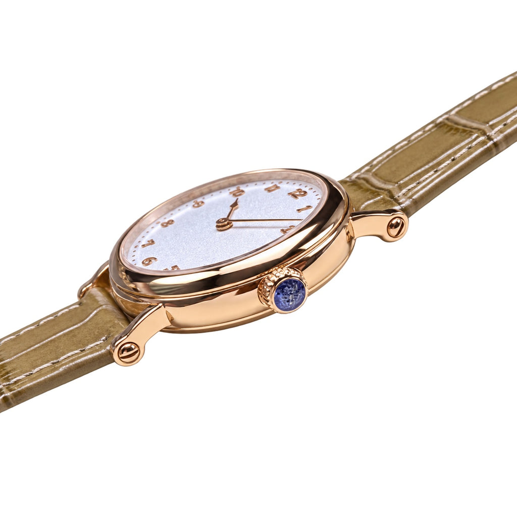 Patek Philippe Calatrava — 18K Rose Gold, Frosted White Dial & Olive Alligator Strap