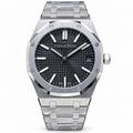 Audemars Piguet Royal Oak Selfwinding 41mm Stainless Steel Black Petite Tapisserie Dial White Gold Indexes Luminescent Hands Date Integrated Bracelet New Generation