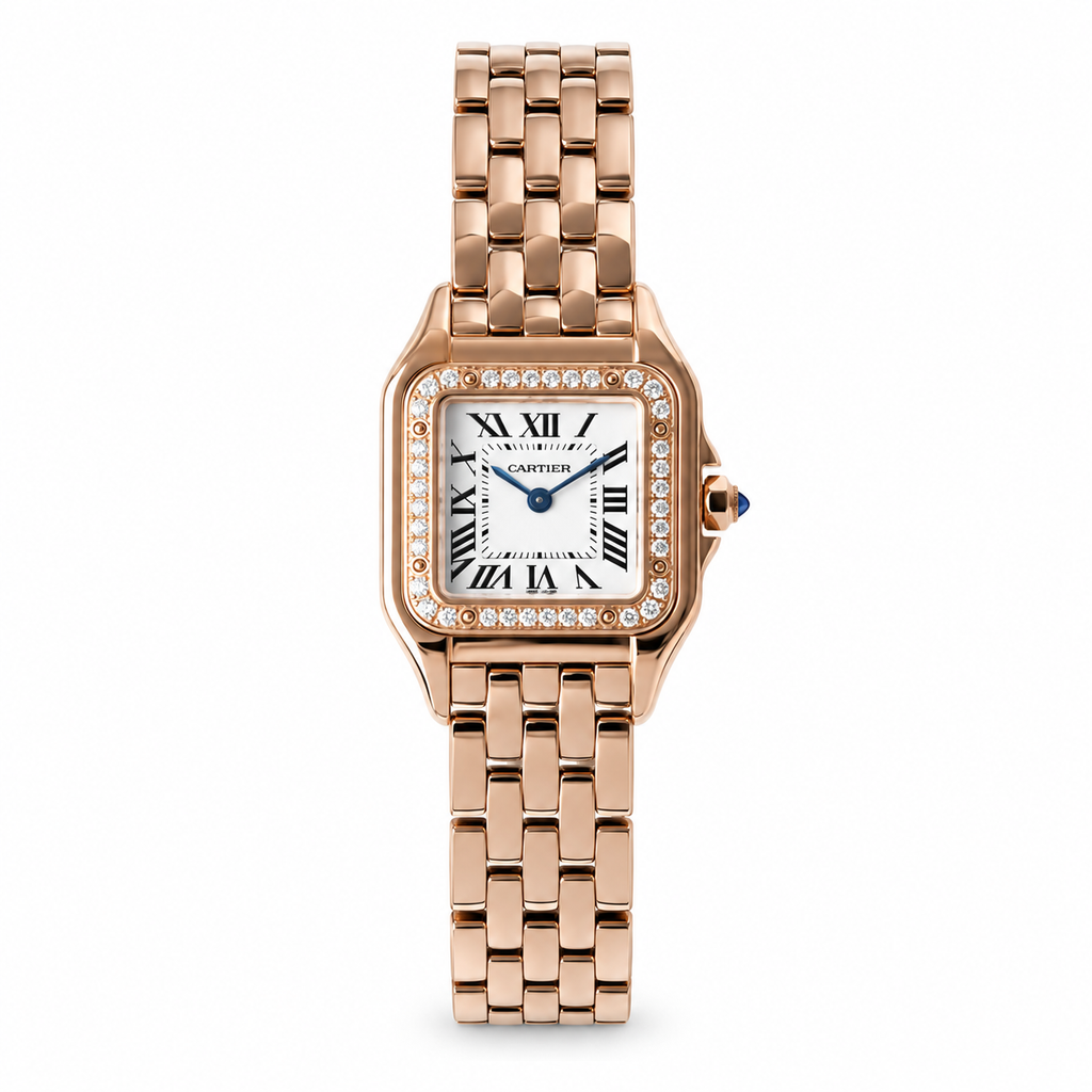 Cartier Panthère de Cartier Small — 18K Rose Gold, Diamond Bezel, White Dial & Rose Gold Bracelet, Quartz