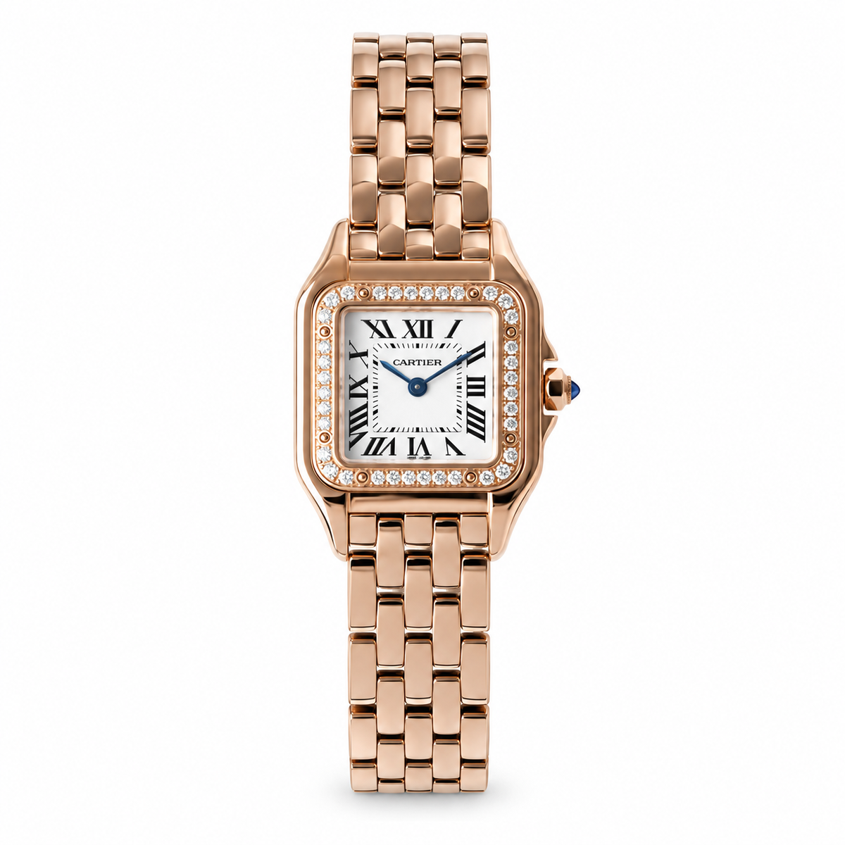 Cartier Panthère de Cartier Small — 18K Rose Gold, Diamond Bezel, White Dial & Rose Gold Bracelet, Quartz
