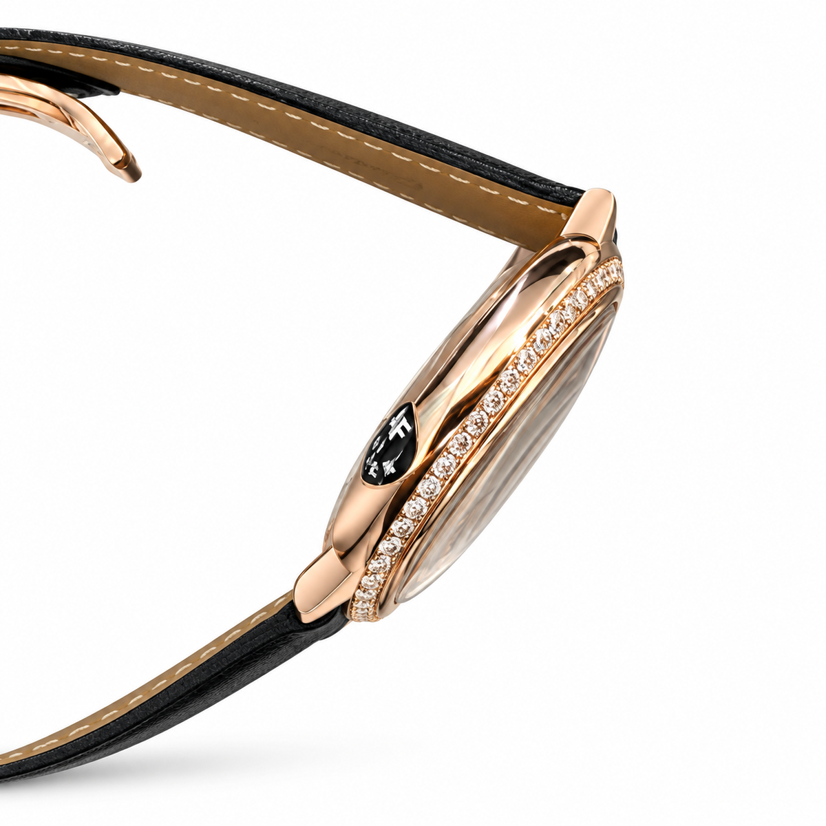 Cartier Ballon Bleu Rose Gold Diamond Bezel Black Dial Watch – KDY