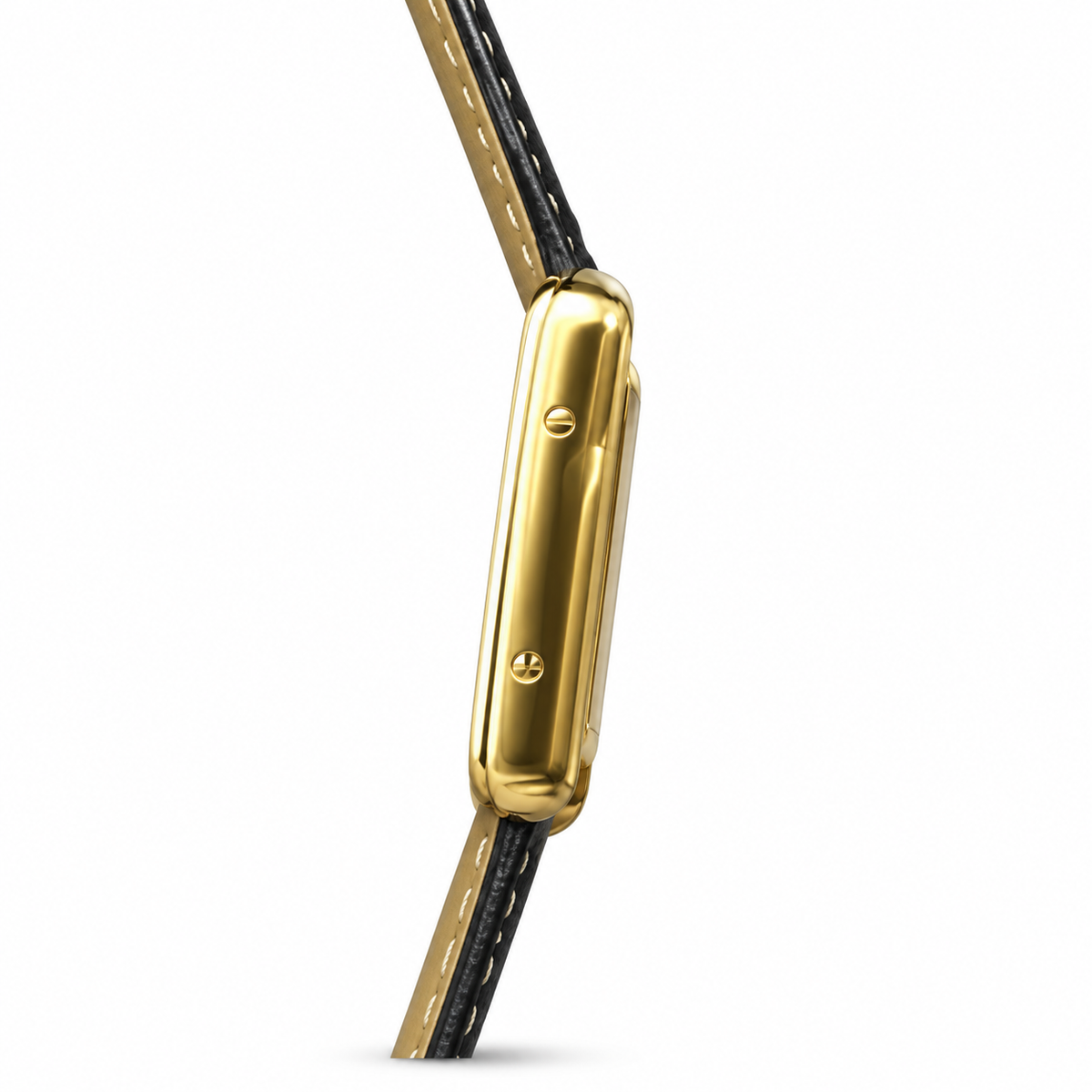 Cartier Tank Must Small Yellow Gold Ivory Dial Black Strap Watch – KDY