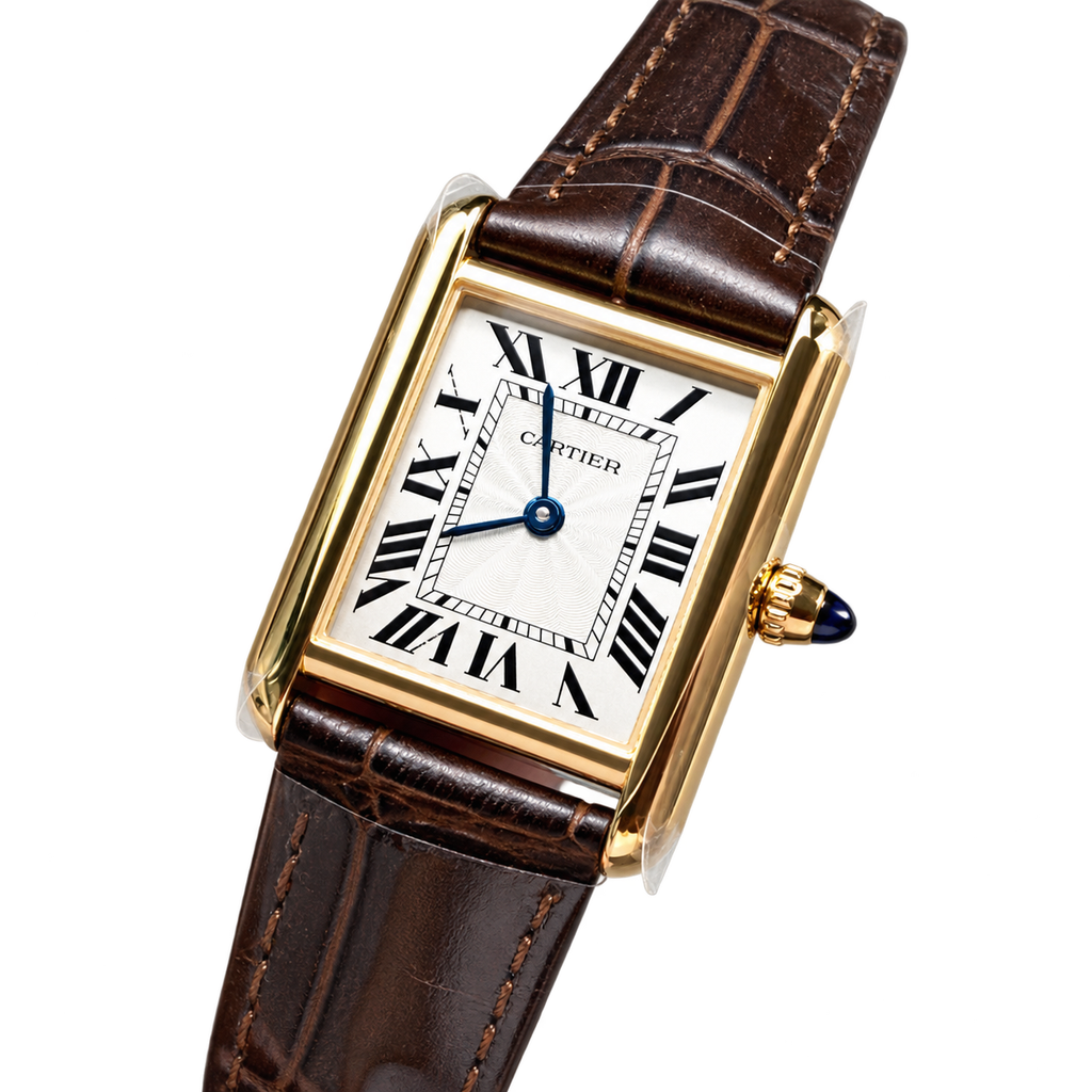 Cartier Tank Must — 18K Yellow Gold, Ivory Dial & Dark Brown Alligator Strap