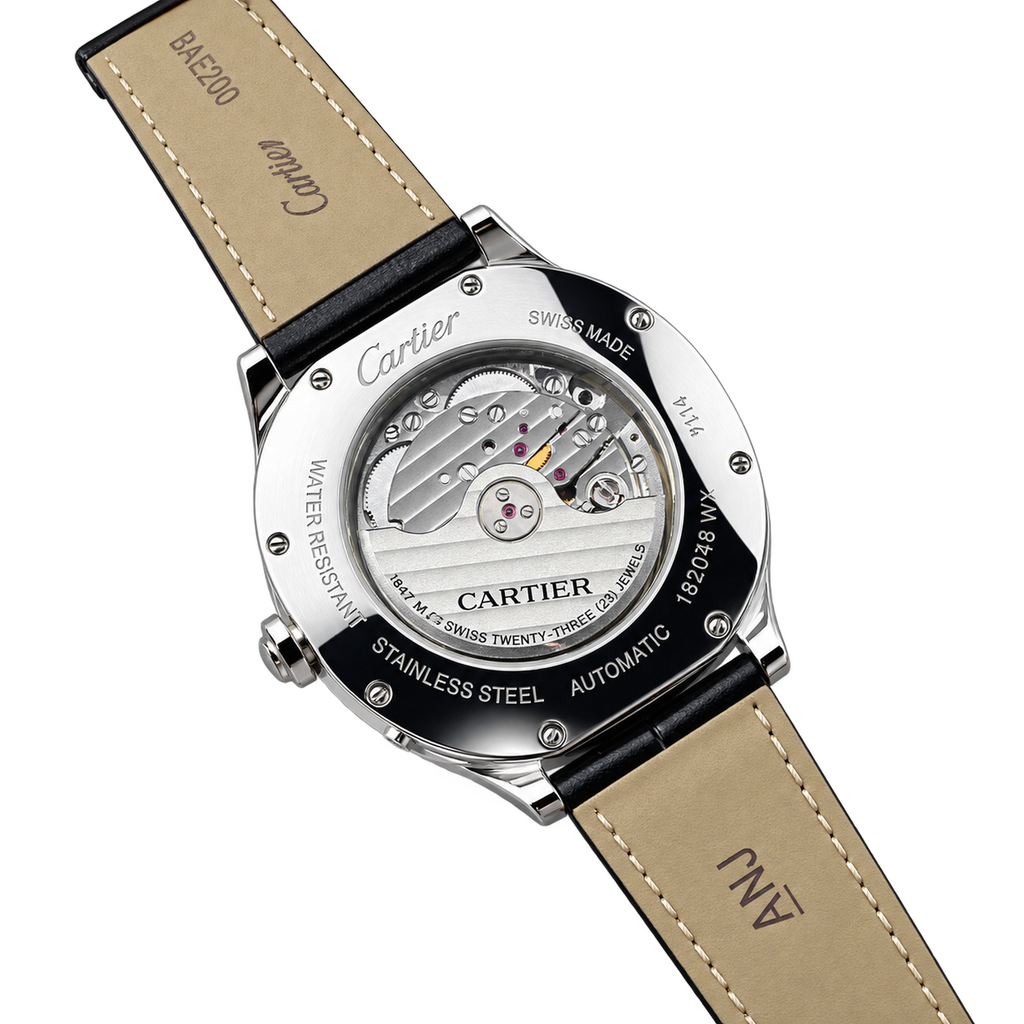 Cartier Drive de Cartier — Steel, White Dial, Moon Phase & Black Alligator Strap, Automatic