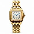 Cartier Panthère Medium Yellow Gold Diamond Bezel White Dial Watch – KDY