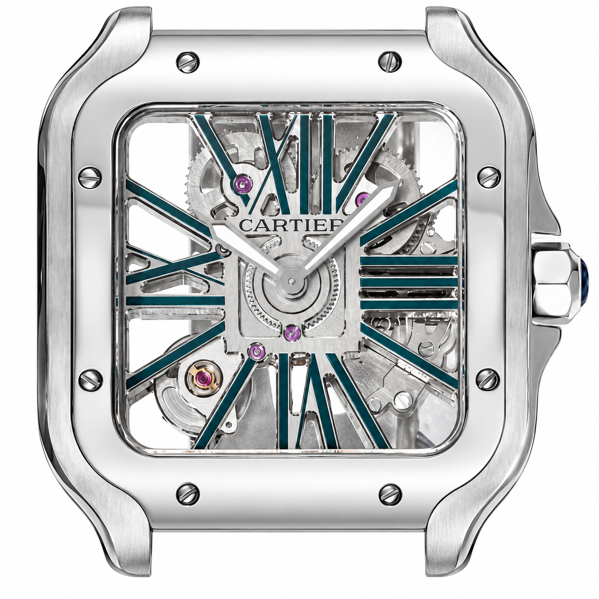 Cartier Santos de Cartier Skeleton Automatic — Stainless Steel, Skeleton Dial & Steel Bracelet, Large
