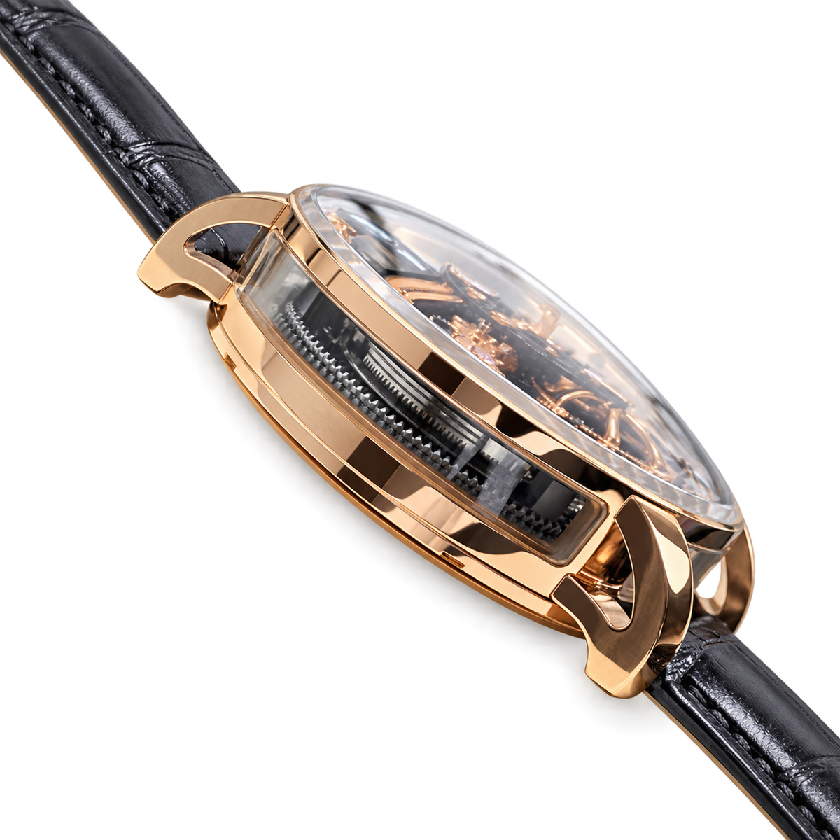 Jacob & Co. Godfather Minute Repeater Rose Gold Skeleton Black Leather Watch