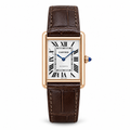 Cartier Tank Louis Large Rose Gold Silver Dial Automatic Brown Strap Watch – KDY