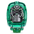 Jacob & Co. x Bugatti Twin Turbo Furious Full Green Sapphire Crystal 16-Cylinder Engine Tourbillon Green Rubber Sport Strap Wristwatch