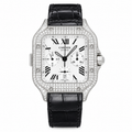 Cartier Santos de Cartier Chronograph — Steel, Full Diamond Bezel & Black Alligator Strap
