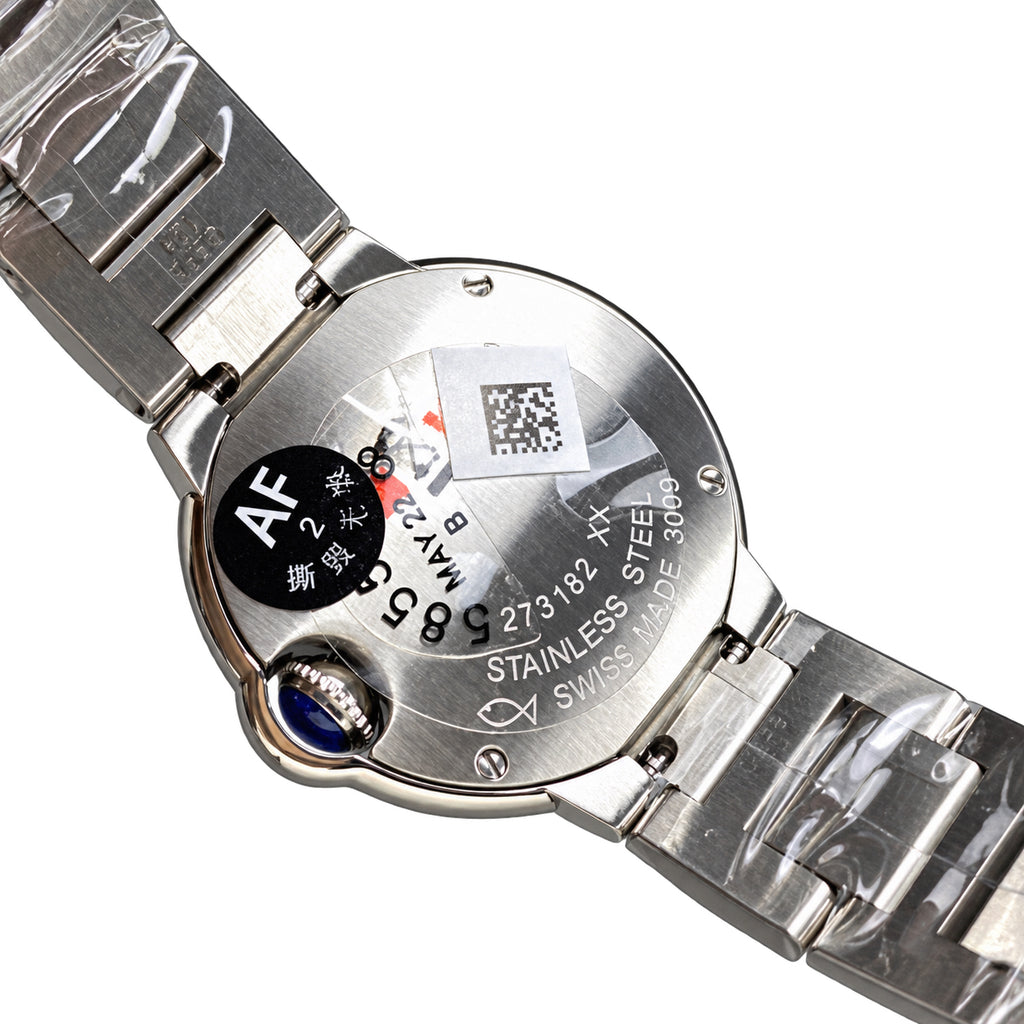 Cartier Ballon Bleu 33mm — Stainless Steel, Diamond Hour Markers & Steel Bracelet