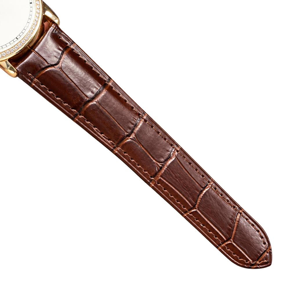 Cartier Ronde Louis Cartier — 18K Rose Gold, Diamond Bezel, Silver Guilloché Dial, Small Seconds, Date & Brown Alligator Strap, Automatic