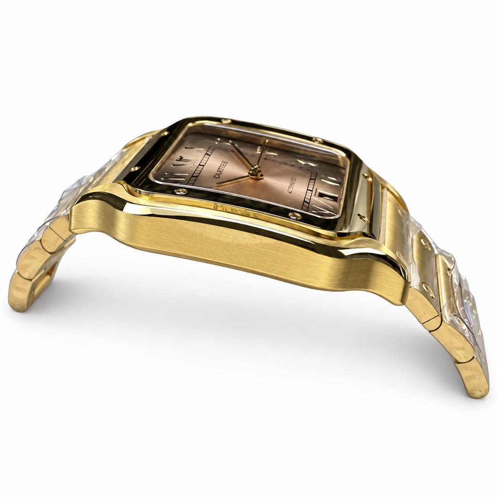 Cartier Santos Arabic Yellow Gold Champagne Dial Automatic Watch – KDY