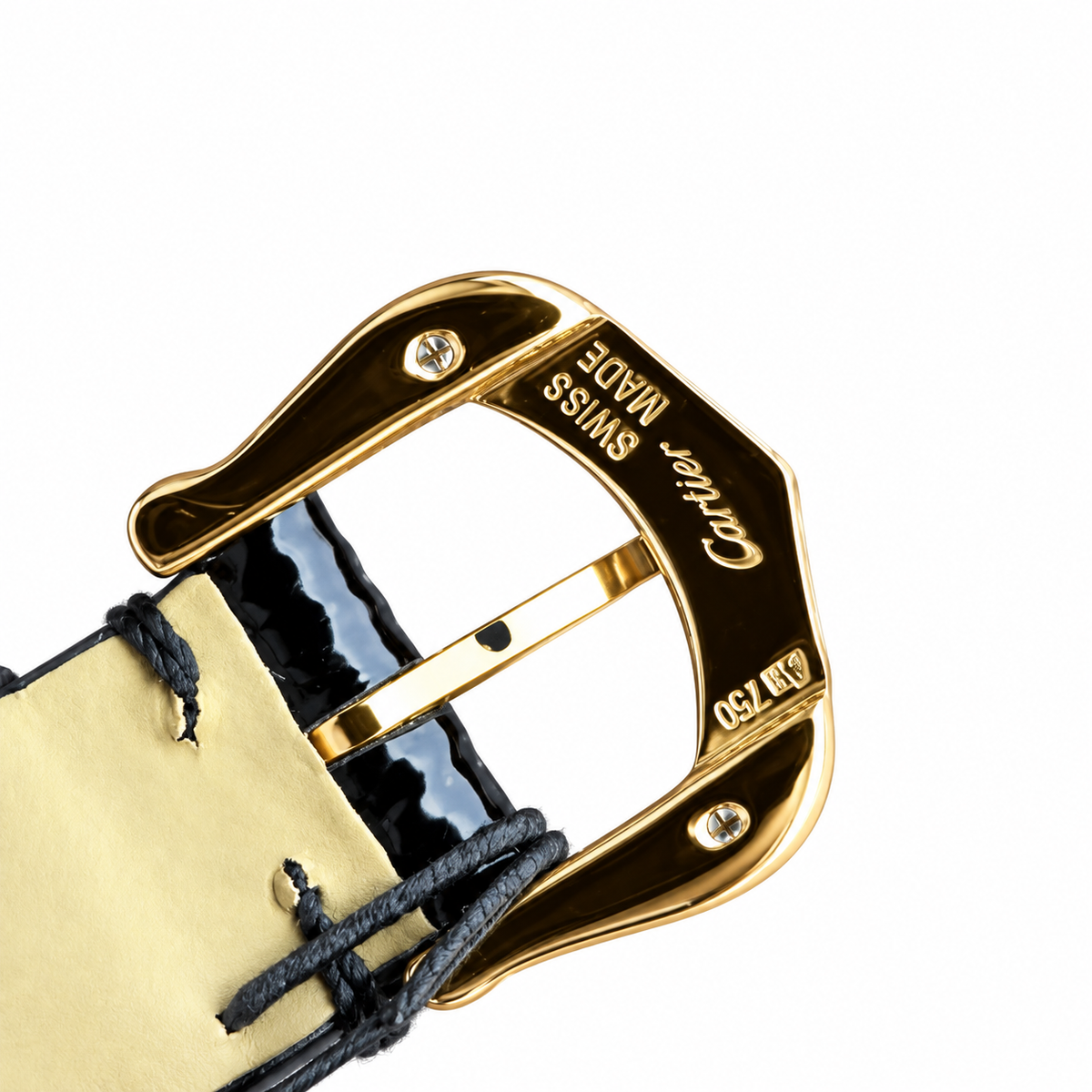 Cartier Baignoire — 18K Yellow Gold, Ivory Dial & Black Leather Strap