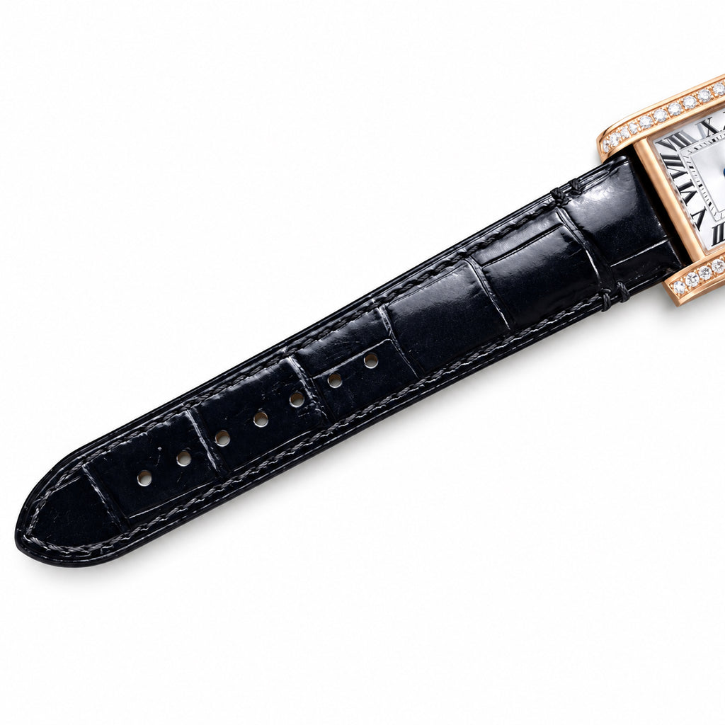 Cartier Tank Louis Cartier — 18K Rose Gold, Diamond-Set Sides & Black Alligator Strap