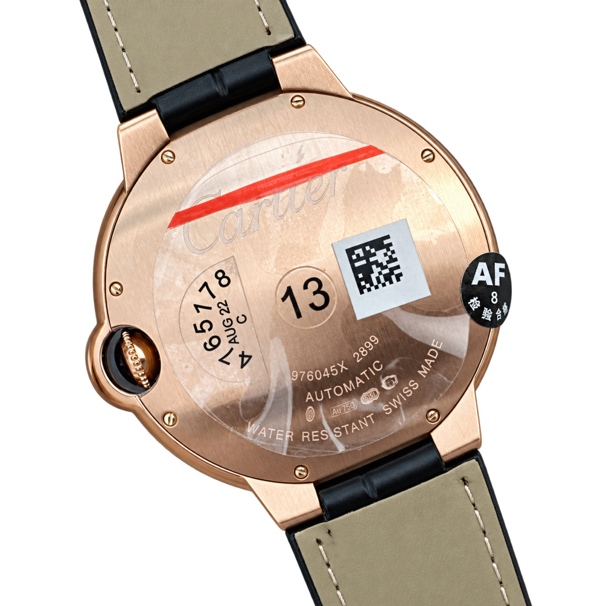 Cartier Ballon Bleu 42mm Automatic — 18K Rose Gold, Diamond Bezel, Grey Dial & Black Alligator Strap