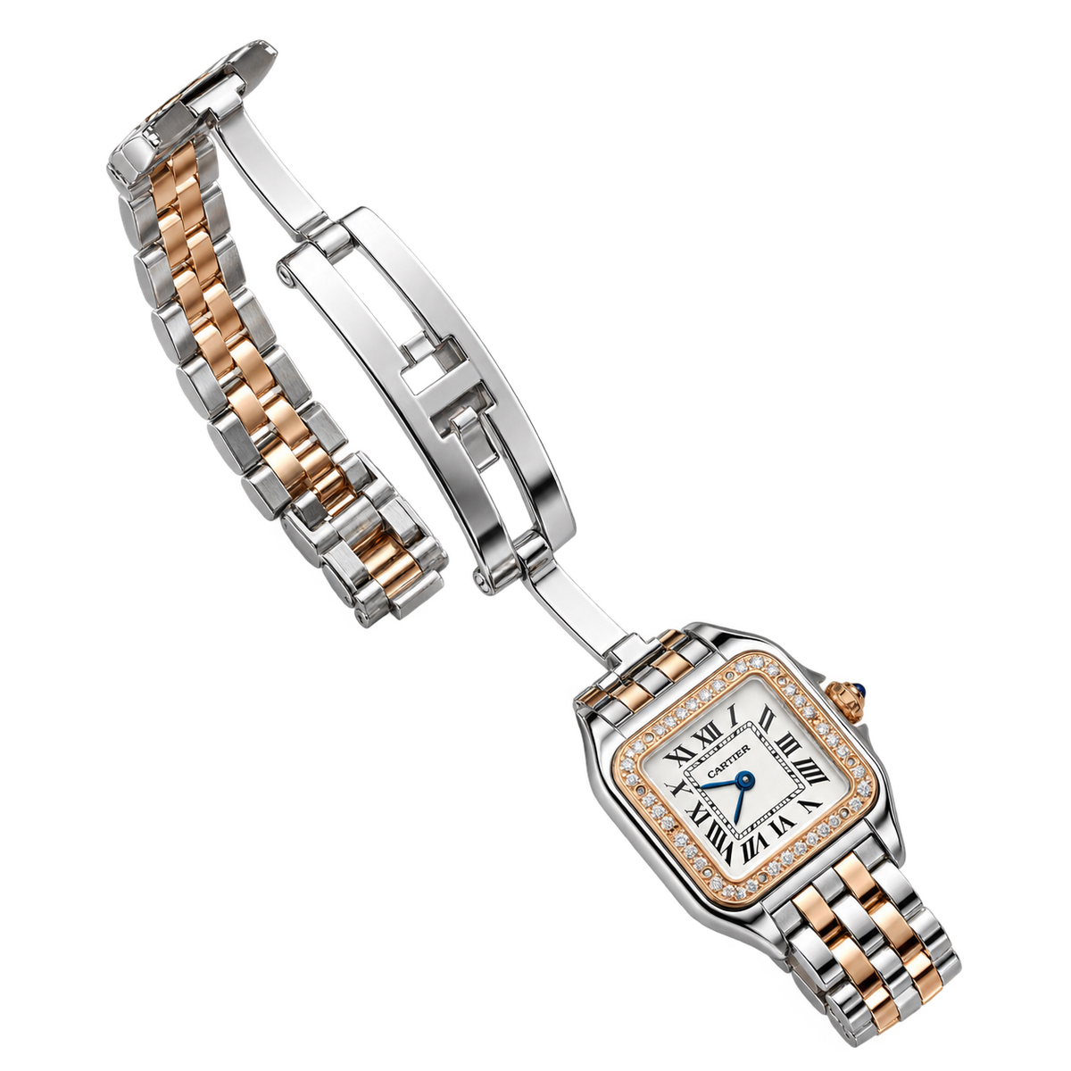 Cartier Panthère Two-Tone 18K Rose Gold Steel Diamond Bezel Luxury Watch Swiss Made Women