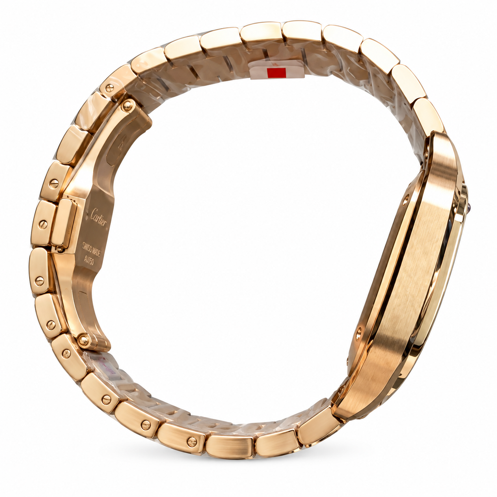 Cartier Santos de Cartier Large — 18K Rose Gold, White Dial, Roman Numerals & Rose Gold Bracelet, Automatic