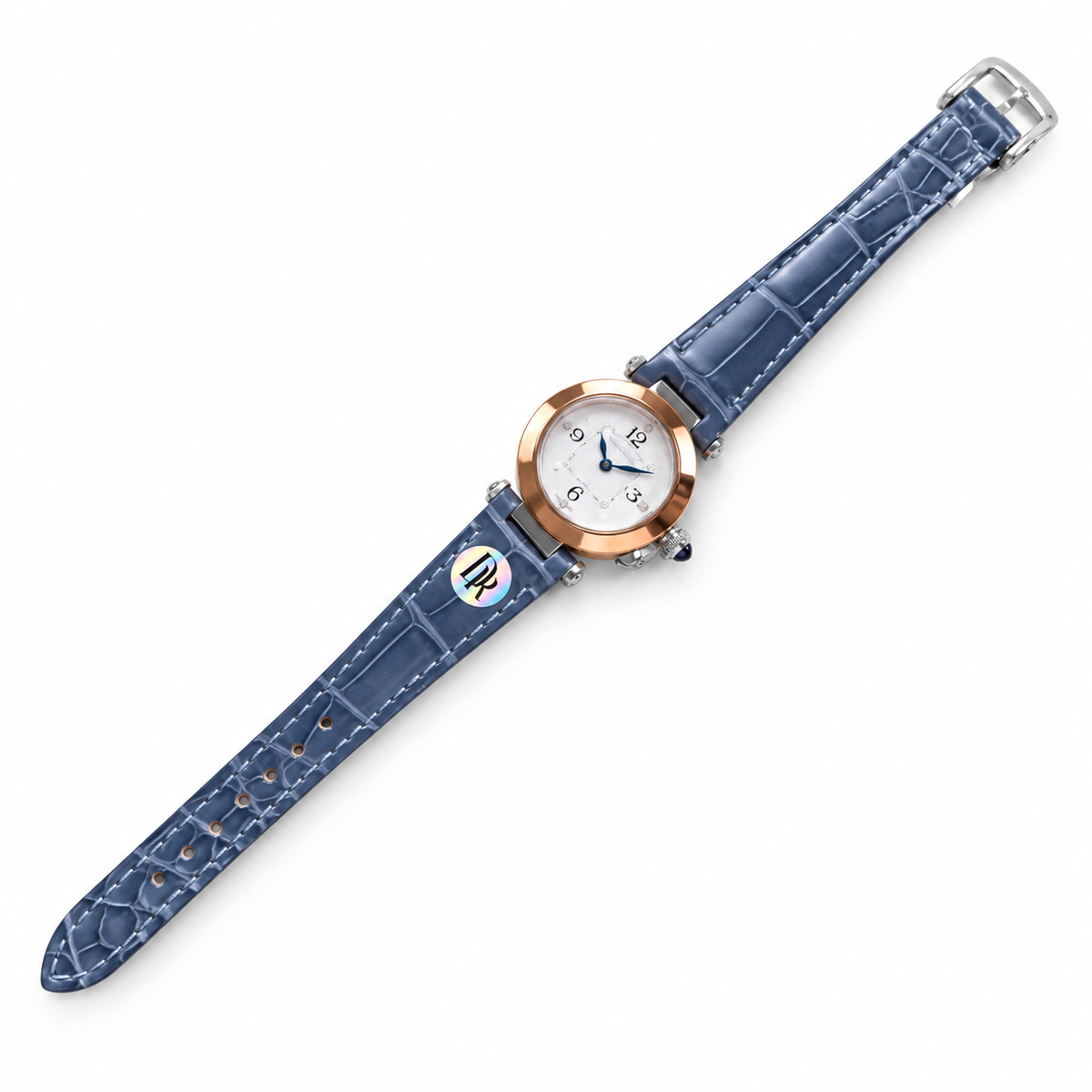 Cartier Pasha de Cartier — Rose Gold Bezel, White Dial & Blue Alligator Strap