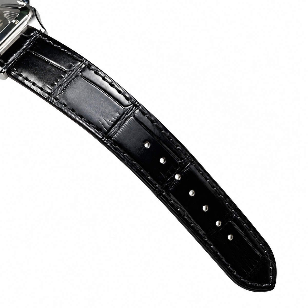 Cartier Santos-Dumont Steel White Dial Black Strap Watch – KDY