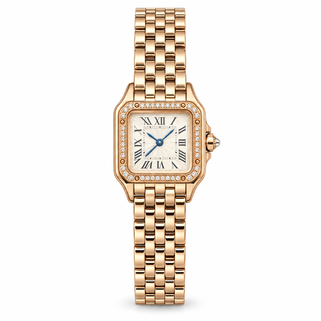 Cartier Panthère de Cartier Small — 18K Rose Gold, Diamond Bezel, Silver Dial & Rose Gold Bracelet, Women