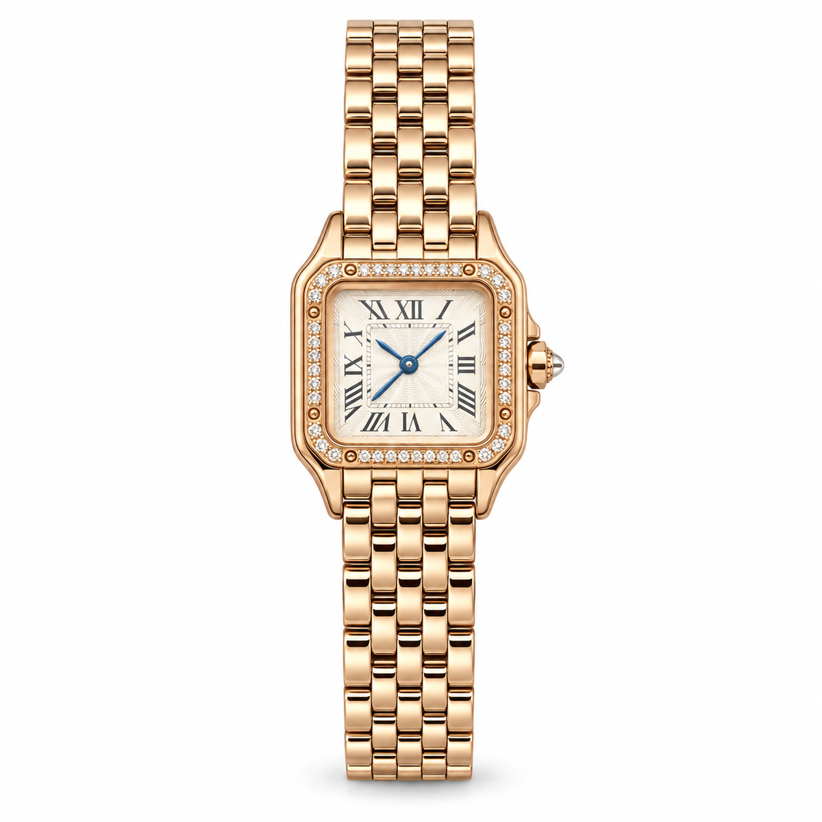 Cartier Panthère de Cartier Small — 18K Rose Gold, Diamond Bezel, Silver Dial & Rose Gold Bracelet, Women