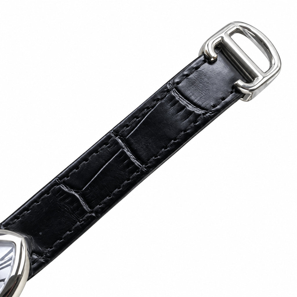 Cartier Crash White Gold Silver Dial Manual Black Strap Watch – KDY