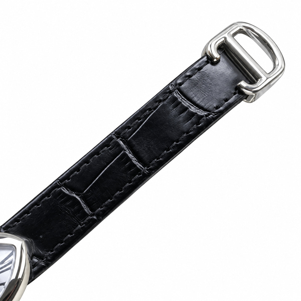 Cartier Crash White Gold Silver Dial Manual Black Strap Watch – KDY
