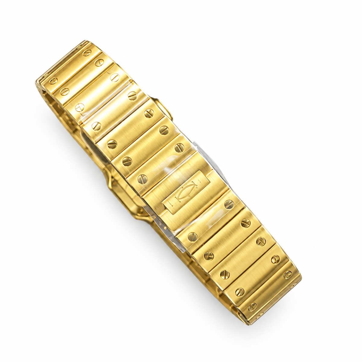 Cartier Santos Medium Yellow Gold White Dial Automatic Gold Bracelet Watch – KDY