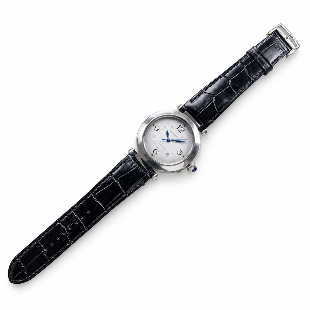 Cartier Pasha de Cartier Automatic — Steel, Silver Dial & Black Alligator Strap