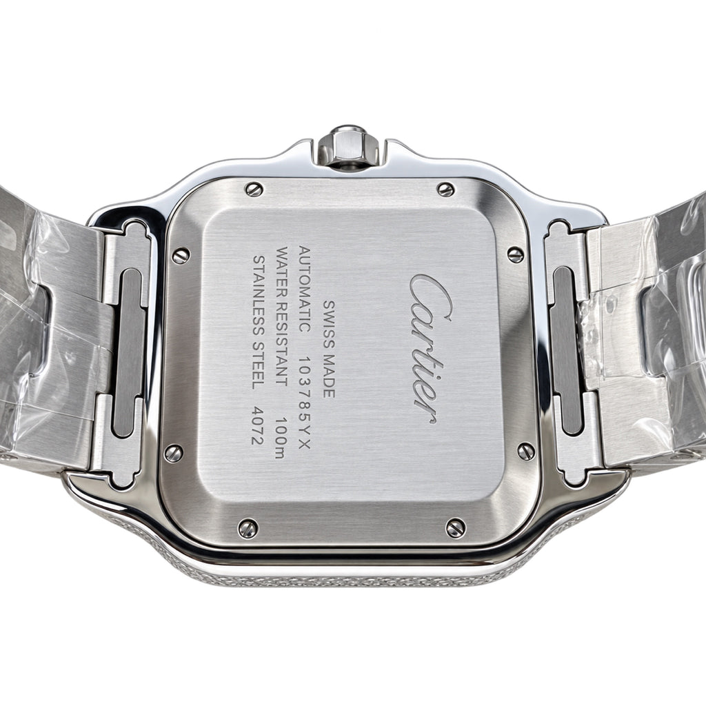 Cartier Santos de Cartier — Full Diamond Pavé & AMG Custom Steel Bracelet Watch