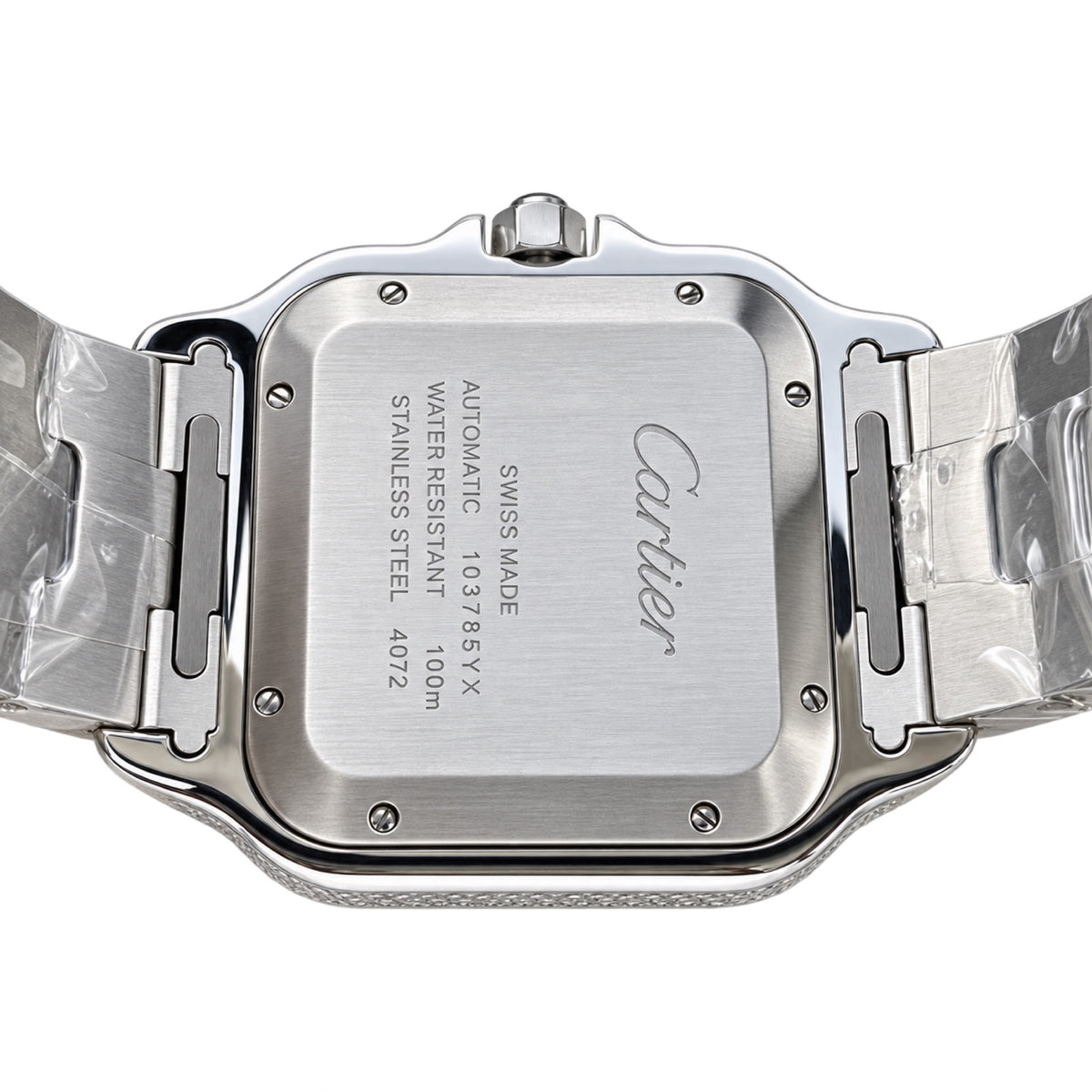 Cartier Santos de Cartier — Full Diamond Pavé & AMG Custom Steel Bracelet Watch