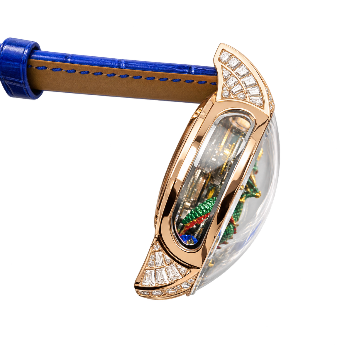 Jacob & Co. Astronomia Dragon Rose Gold Tourbillon Diamond Blue Leather Watch