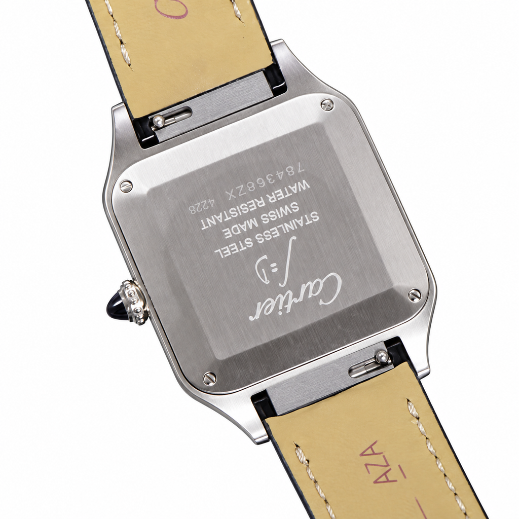 Cartier Santos-Dumont XL — Steel, Black Dial, Roman Numerals & Black Alligator Strap, Manual Wind