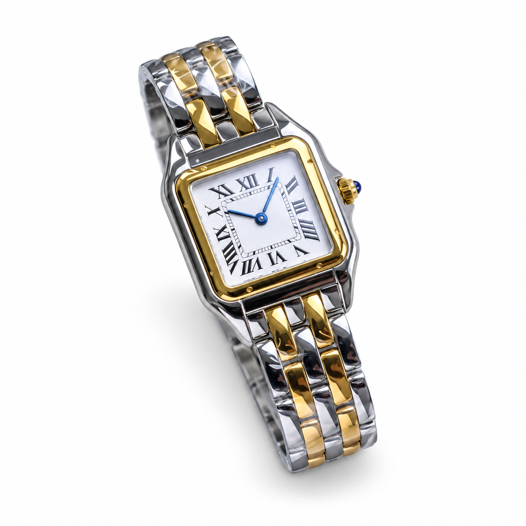 Cartier Panthère Medium — Two-Tone Steel & Gold, White Dial, Roman Numerals & Panthère Bracelet, Women