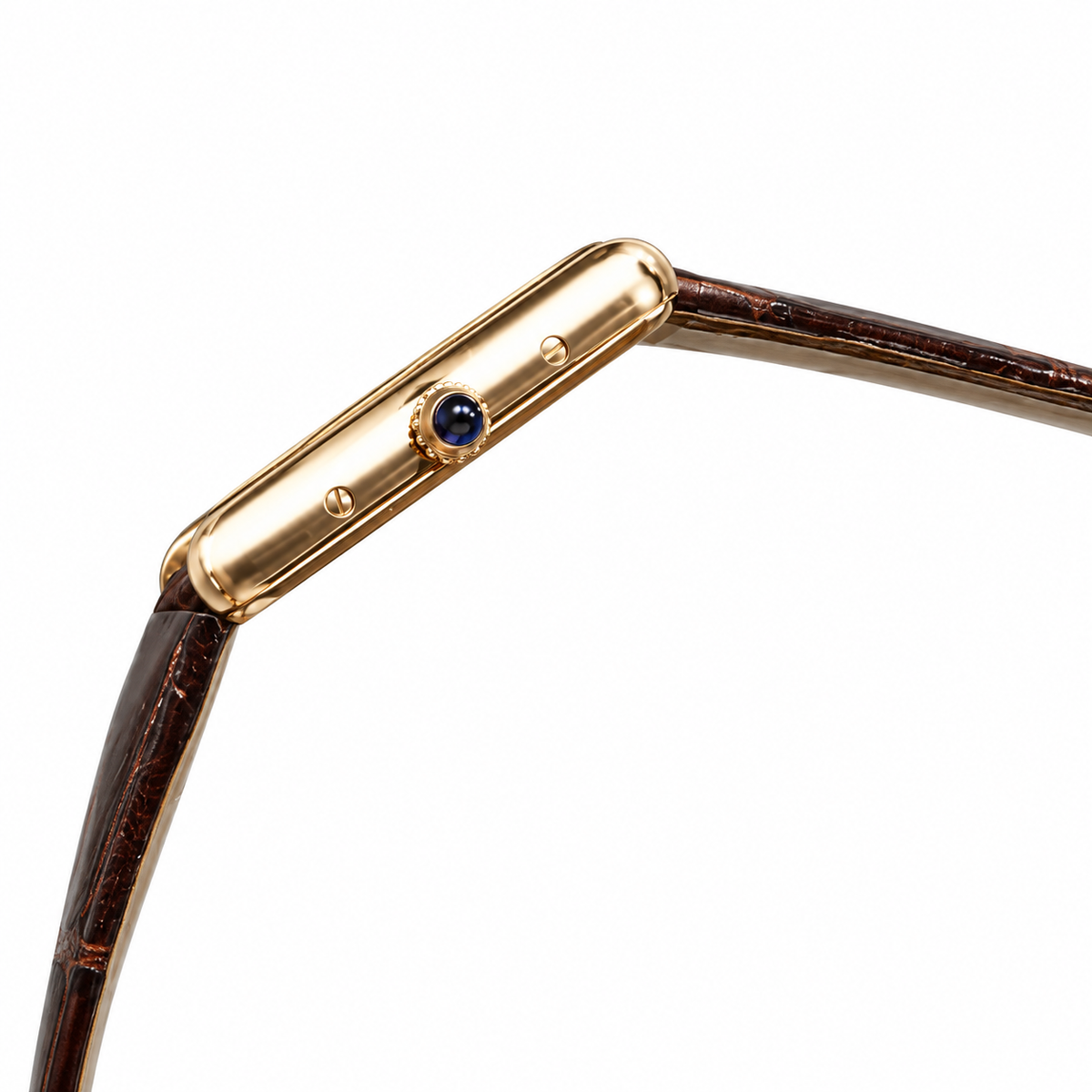 Cartier Tank Louis Cartier Small — 18K Yellow Gold, White Dial, Roman Numerals & Brown Alligator Strap, Women