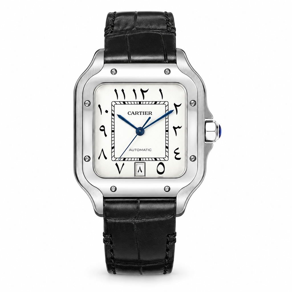Cartier Santos de Cartier Automatic — Steel, Smoked Orange Arabic Dial & Brown Alligator Strap