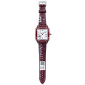 Cartier Santos-Dumont Large — Steel, Burgundy Enamel Bezel, White Dial, Roman Numerals & Burgundy Alligator Strap, Quartz