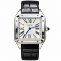 Cartier Santos-Dumont Steel White Dial Black Strap Watch – KDY