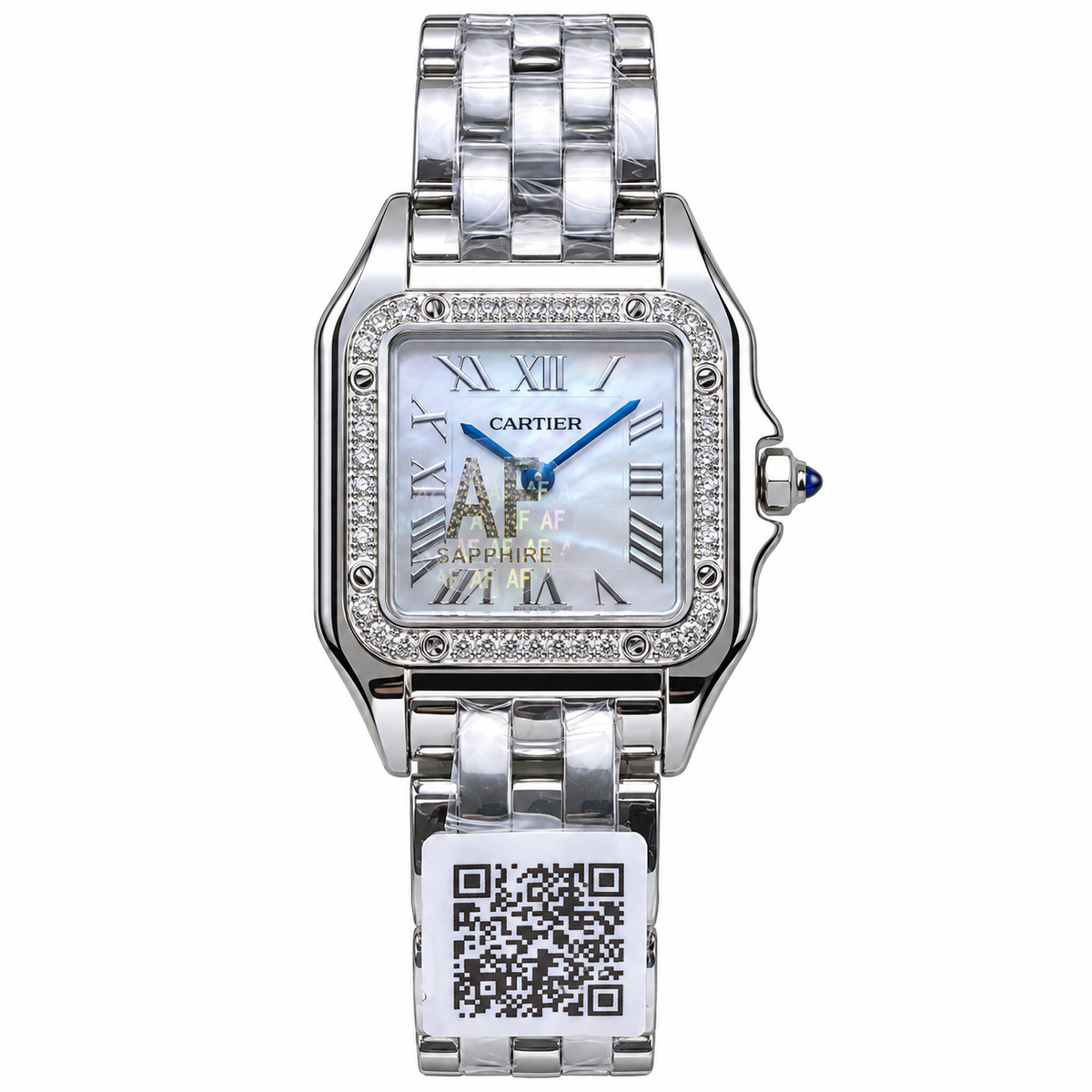 Cartier Panthère Steel Diamond Bezel Mother-of-Pearl Watch