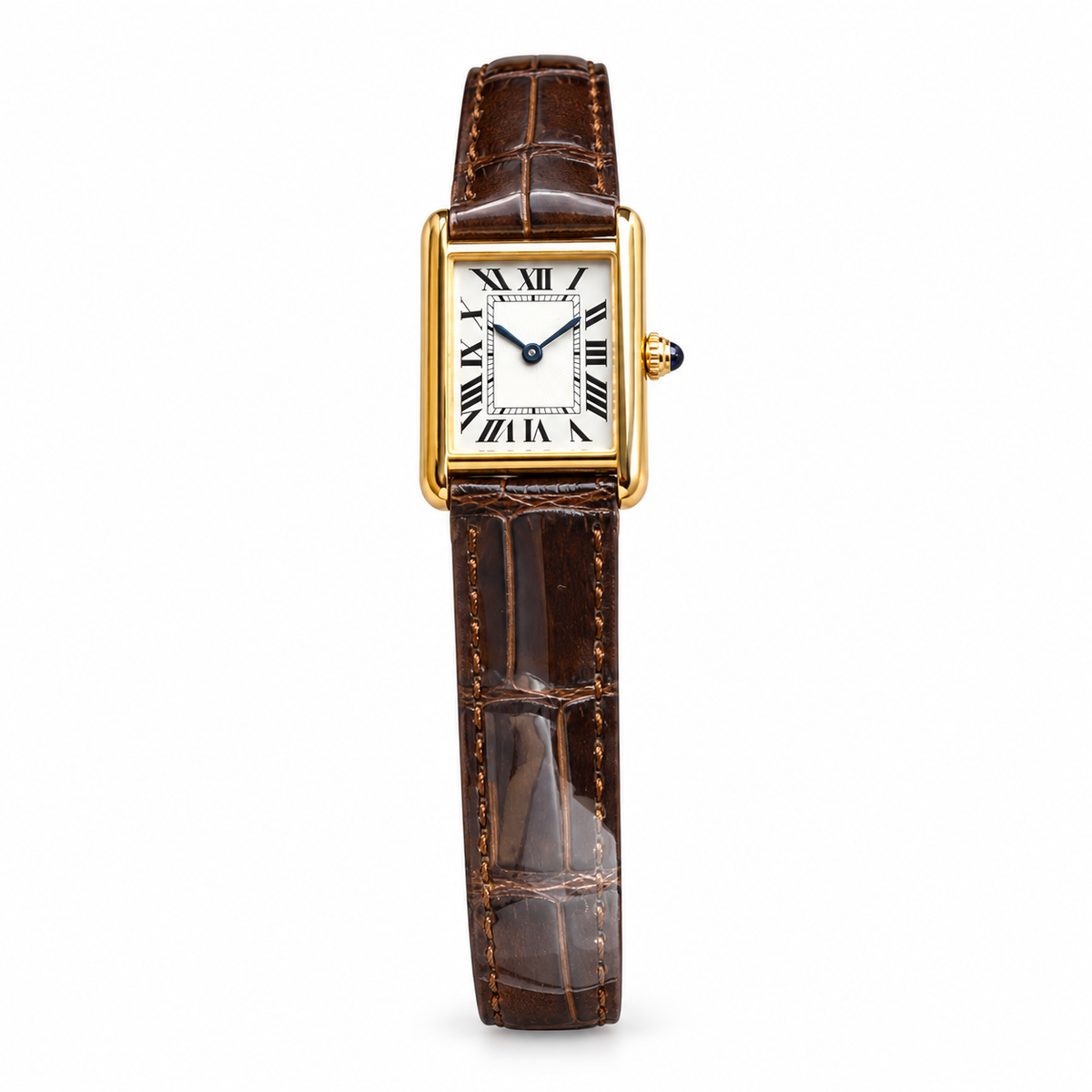 Cartier Tank Must — 18K Yellow Gold, Ivory Dial & Dark Brown Alligator Strap
