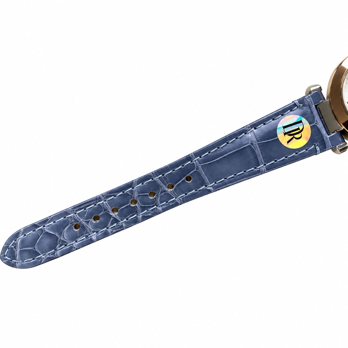 Cartier Pasha de Cartier 30mm — Two-Tone Steel & Rose Gold, White Dial & Blue Alligator Strap, Women