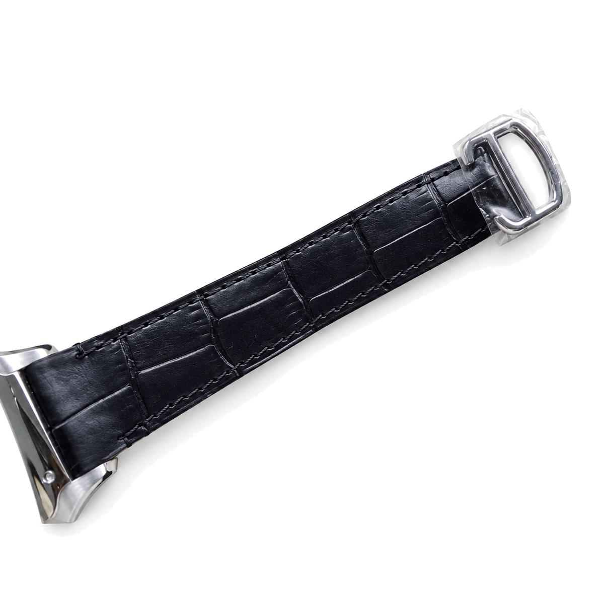 Cartier Santos de Cartier Skeleton — Stainless Steel, Green Roman Numerals & Black Leather Strap