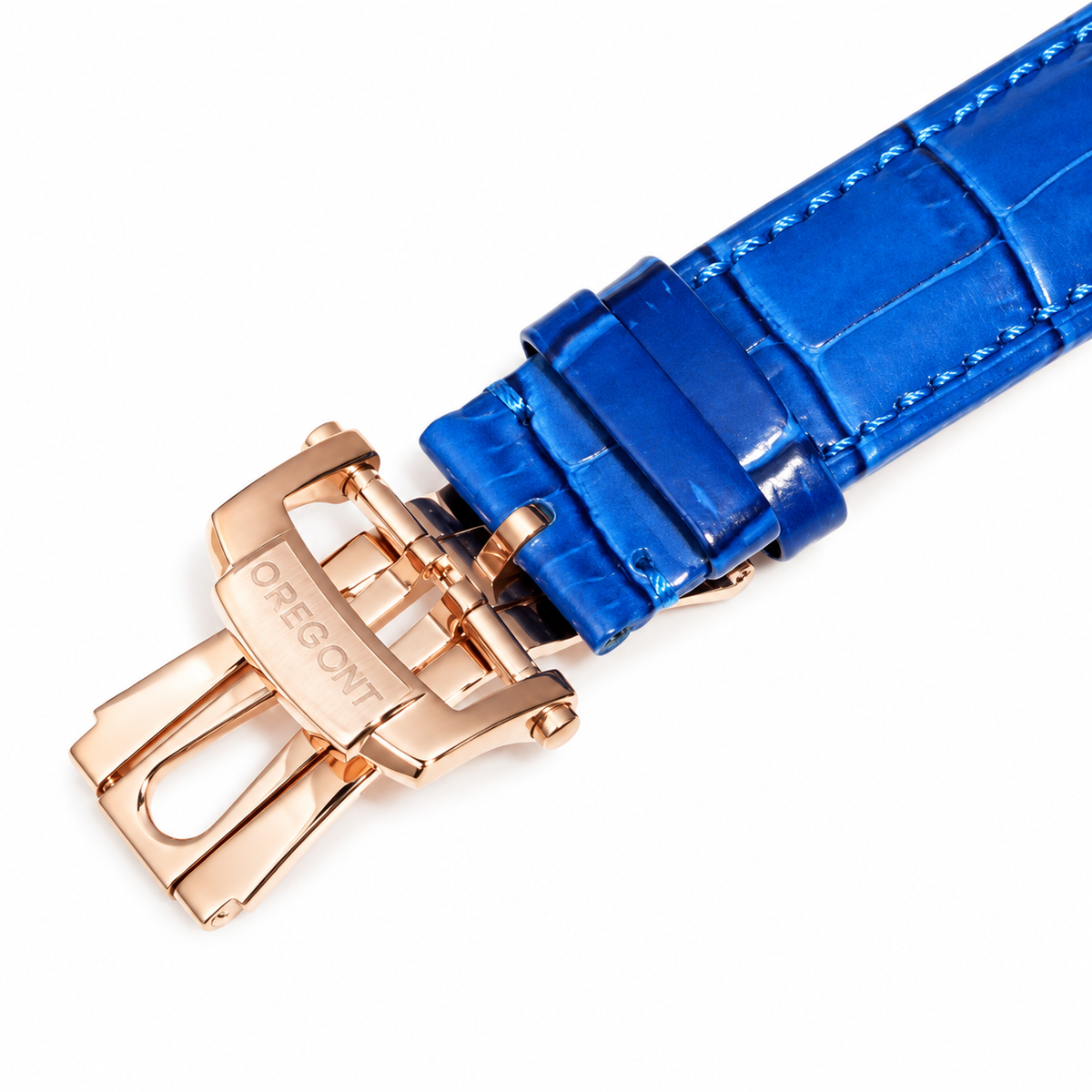 Jacob & Co. Astronomia Rainbow Rose Gold Sapphire Tourbillon Blue Leather Watch