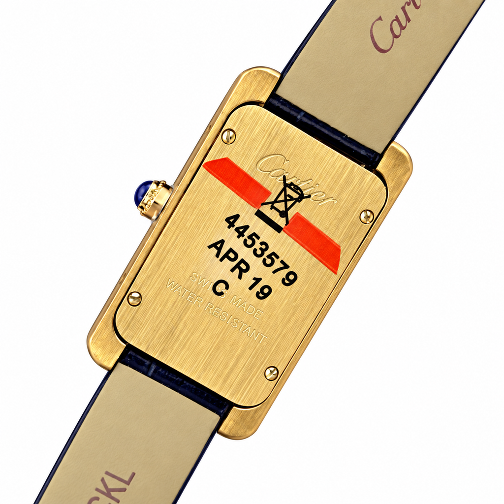 Cartier Tank Américaine Yellow Gold White Dial Blue Strap Watch – KDY