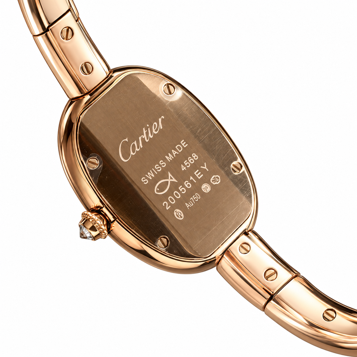 Cartier Baignoire — 18K Rose Gold, Diamond Bezel & Rose Gold Bangle